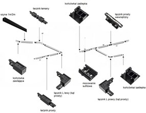 Spot pe sina BERGEN auriu / Accesoriu pentru sinele trifazate ARGON T-RACK