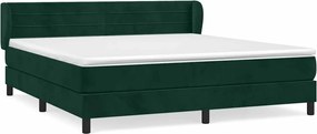 vidaXL Pat box spring cu saltea, verde închis, 180x200 cm, catifea