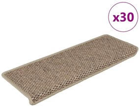 vidaXL Covorașe scări autoadezive 30buc nisipiu 65x21x4cm aspect sisal