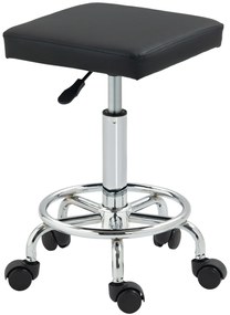 HOMCOM Taburet cu rotile cu înălțime reglabilă 50-66 cm și suport pentru picioare, pentru masaj, tatuaj, clinică, spa, negru | Aosom Romania