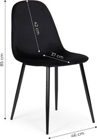 Set de 4 scaune din catifea negru