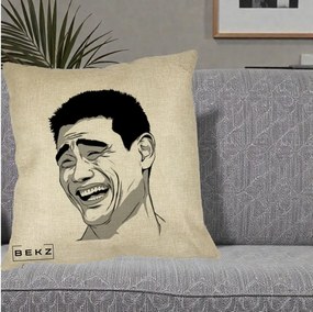 Perna Decorativa Yao Ming Meme, 40x40 cm, Crem, Husa Detasabila, Perna Inclusa, BEKZ®