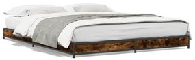 845168 vidaXL Cadru de pat, stejar afumat 120x190 cm lemn prelucrat și metal