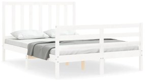 3193852 vidaXL Cadru de pat cu tăblie, alb, 120x200 cm, lemn masiv