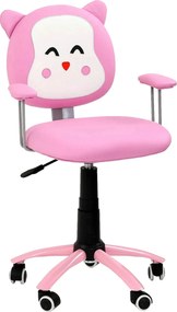 Scaun de birou copii roz KITTY, piele ecologica, 54x49x76/86 cm