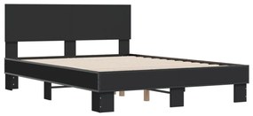 3280197 vidaXL Cadru de pat, negru, 120x200 cm, lemn prelucrat și metal