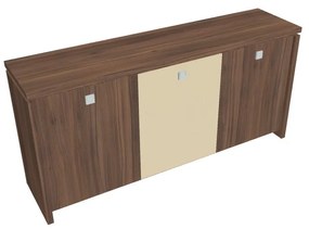 Dulap mic Verno 188 x 46 x 90 cm, uși combinate, nuc / vanilie