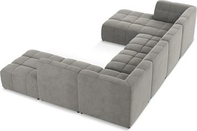 Colțar gri cu tapițerie din catifea (în formă de "U") Aloha – Makamii