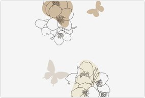 Tablou - Flori bej cu fluture N⁰2 (90x60 cm)