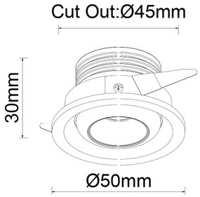 Spot LED 2700K incastrabil tavan fals NEPTUNO negru
