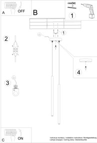 Lustră pe cablu Sollux SL.1305 PASTELO 2xG9/8W/230V auriu