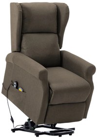 289748 vidaXL Fotoliu de masaj cu ridicare pe verticală, gri taupe, textil