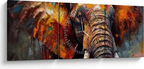 Tablou - Pictura unui elefant (cu ceas) (90x30 cm)