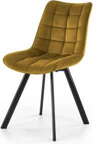 Scaun K332, galben mustar/negru, stofa catifelata/metal, 46X61X84 CM