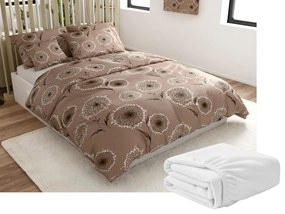 Set lenjerie cocolino PAMPELINO maro deschis + cearsaf Cocolino microplus cu elastic SOFT 90x200 cm alb, pat single
