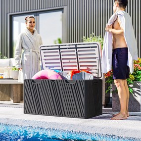 Outsunny Cutie de Depozitare Impermeabilă pentru Exterior cu Capac și Mânere, 115x60x60 cm, Negru | Aosom Romania