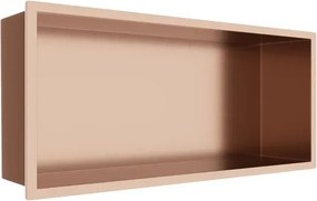 Raft incastrat dreptunghiular Balneo Wall-Box One cu rama 45x20x10 cm cupru lucios