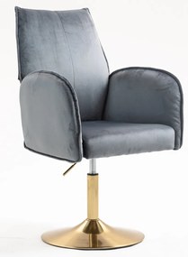 HR280N Scaun Grafit  din Catifea cu Bază Aurie