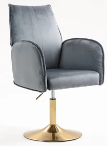 HR280N Scaun Grafit  din Catifea cu Bază Aurie