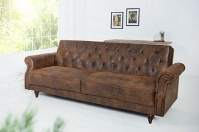 Canapea extensibila design Chesterfield, Maison Belle Affaire 220cm, maro antic