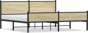 vidaXL Cadru de pat metalic fără saltea, stejar sonoma, 193x203 cm