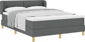 vidaXL Pat cu arcuri cu saltea Gri închis 160 x 200 cm țesătură
