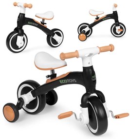 Bicicletă de jogging 3-in-1 cu pedale și roți laterale negru