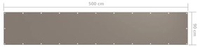 Paravan de balcon, gri taupe, 90x500 cm, tesatura oxford Gri taupe, 90 x 500 cm
