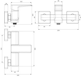 Baterie de duș OMNIRES PM7440CR PARMA crom lucios