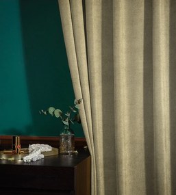 Set draperii tip tesatura in cu rejansa transparenta cu ate pentru galerie, Madison, densitate 700 g/ml, Telma, 2 buc