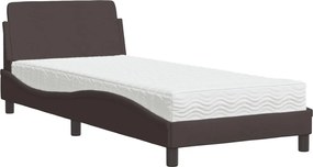 vidaXL Pat cu saltea, Dover, maro închis, 90x190 cm, textil