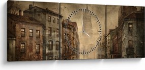 Tablou - Pictura orașului (cu ceas) (90x30 cm)