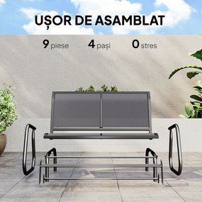 Outsunny Banca Tip Leagan 2 Locuri din Metal, Negru, 123x70x87 cm | Aosom Romania