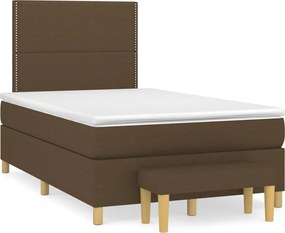 vidaXL Pat box spring cu saltea, maro închis, 120x200 cm, textil