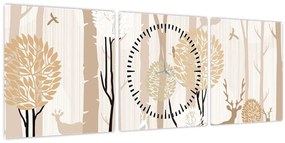 Tablou - Pădure ilustrată (cu ceas) (90x30 cm)