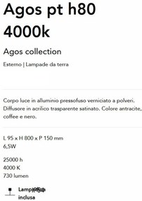 Stalp LED iluminat exterior modern Agos pt h80 4000k negru