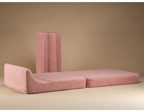 Fotoliu pentru copii roz cu tapițerie din țesătură bouclé Flipster – Wigiwama