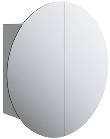 345581 vidaXL Dulap de baie cu oglindă rotundă și LED, gri, 40x40x17,5 cm
