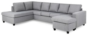 Colțar Scandinavian Choice C174Gri deschis, Negru, 300x195x92cm, 130 kg, Picioare: Plastic