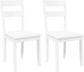 vidaXL Scaune de sufragerie 2 buc Cauciuc din lemn masiv alb