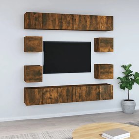 3120215 vidaXL Set dulapuri TV, 10 piese, stejar fumuriu, lemn prelucrat