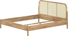 Pat matrimonial în culoare naturală din lemn de stejar fără somieră 180x200 cm Olive Rotan – Vipack