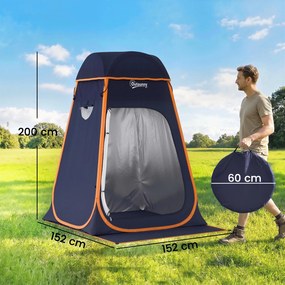 Outsunny Cort de Duș Pop-Up Impermeabil cu Acoperiș Detașabil, din Poliester 190T și Oțel, 152x152x200 cm, Albastru Închis | Aosom Romania