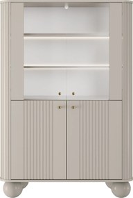 Vitrină cu patru uși Vesper 103 cm - cașmir / mânere aurii / picioare sferice