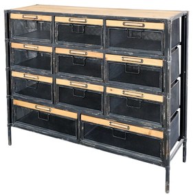 Consola - Pantofar, din metal si lemn masiv, aspect industrial, Factory