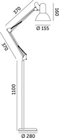 BRILAGI - Lampă de podea flexibilă TASKER 1xE27/60W/230V 184 cm albă
