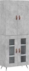 vidaXL Dulap înalt, gri beton, 69,5x34x180, lemn compozit