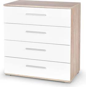 Comoda LIMA KM3, alb/stejar sonoma, PAL, 77x40x82 cm