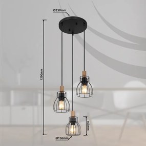 Lustră pe cablu Globo 15326-3H1 MINA 3xE27/40W/230V