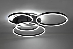 Plafoniera LED cu Telecomanda, Design Geormetric, RINGS 5 negru